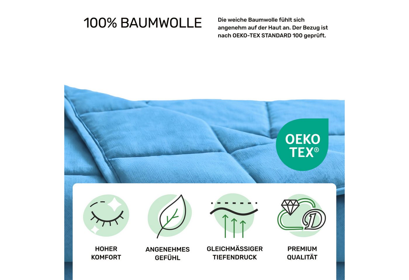 Dailydream Gewichtsdecke, beschwerte Therapiedecke für Erwachsene, 135x200 & 155x200 cm, Füllung: ungiftige Glasperlen, in verschiedenen Farben und Gewichten fü – Bild 4 von 5