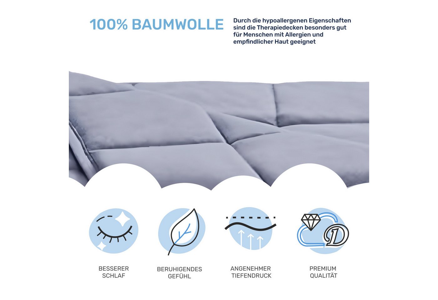 Dailydream Gewichtsdecke, beschwerte Therapiedecke für Erwachsene, 135x200 & 155x200 cm, Füllung: ungiftige Glasperlen, in verschiedenen Farben und Gewichten fü – Bild 4 von 5