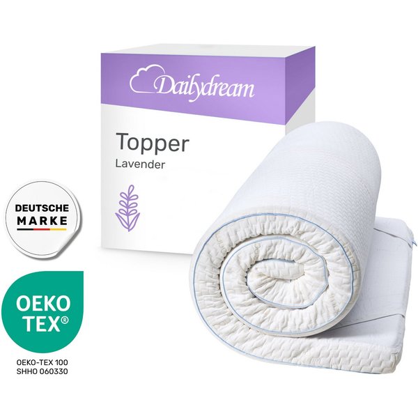 Dailydream, Topper Edition Lavendel, Memory Foam, H 1/2, Druckentlastend, (Lavendel Edition), Lavendel-Bezug: gemütliche Nächte & entspannte Wohlfühlmomente