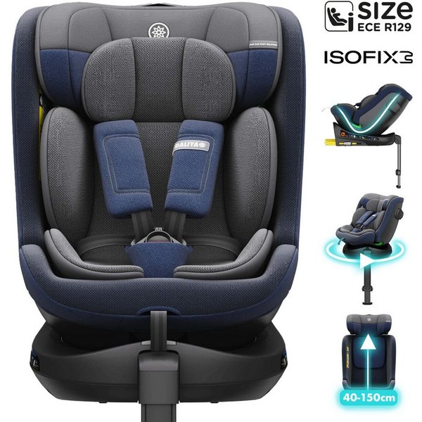 Daliya® Autokindersitz BRAVO i-Size Auto-Kindersitz, 360° drehbar, mitwachsend, atmungsaktiv, ab: ab Geburt, bis: bis 12 Jahre, ab: 40 cm, bis: 150 cm, (Neugebo