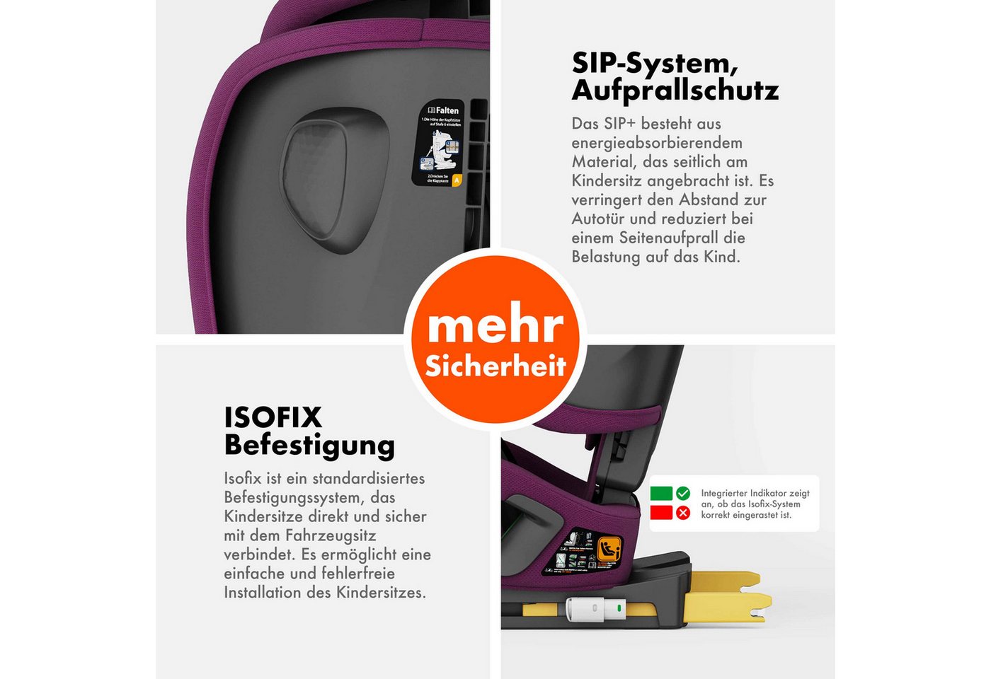 Daliya® Autokindersitz JOYMAX i-Size Auto-Kindersitz, ISOFIX, für Kinder 76-150 cm, 9-36 kg, ab: 1,5 Jahren, bis: 10 Jahre, ab: 76 cm, bis: 150 cm, (3-tlg), ISO – Bild 3 von 5
