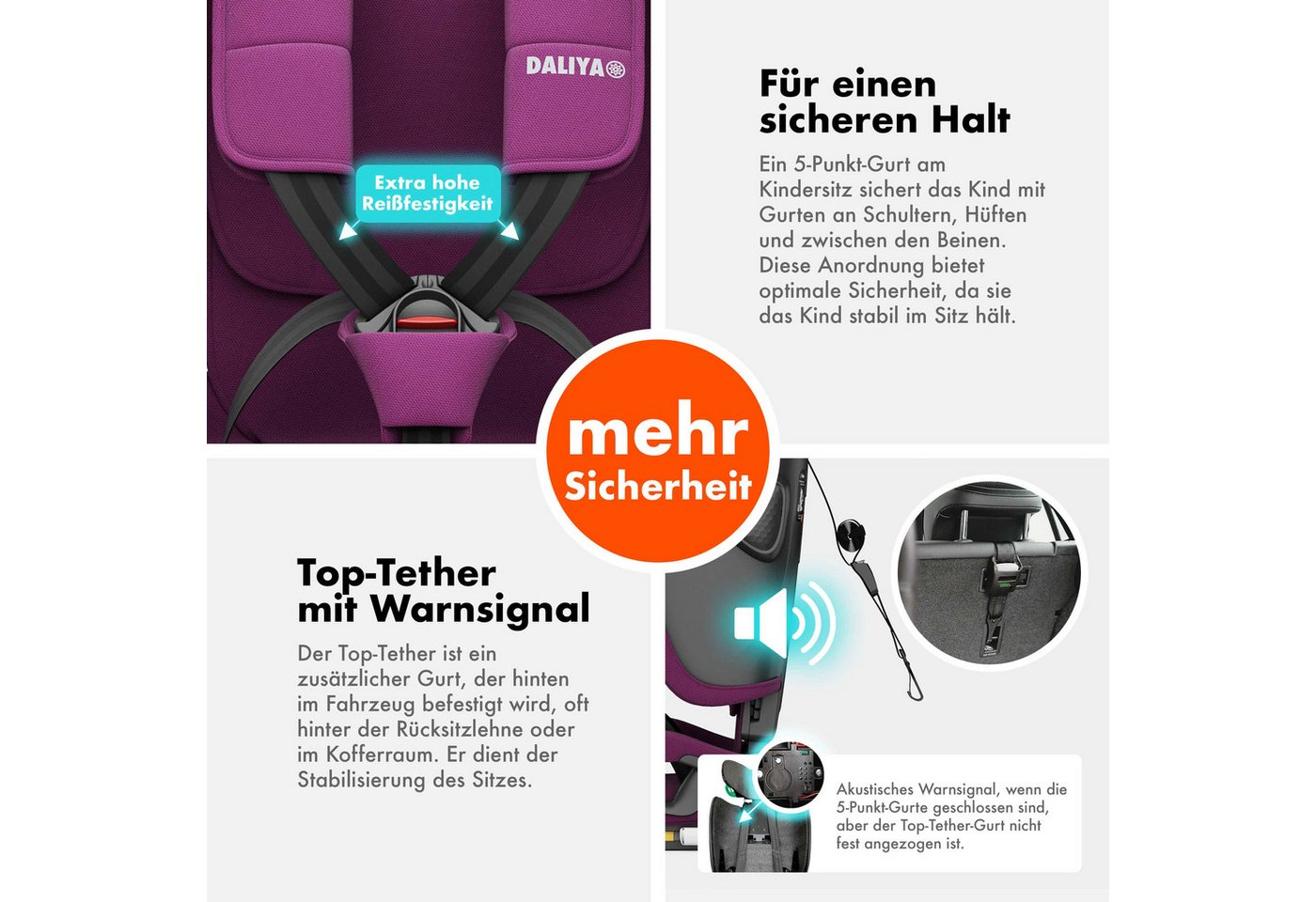 Daliya® Autokindersitz JOYMAX i-Size Auto-Kindersitz, ISOFIX, für Kinder 76-150 cm, 9-36 kg, ab: 1,5 Jahren, bis: 10 Jahre, ab: 76 cm, bis: 150 cm, (3-tlg), ISO – Bild 4 von 5
