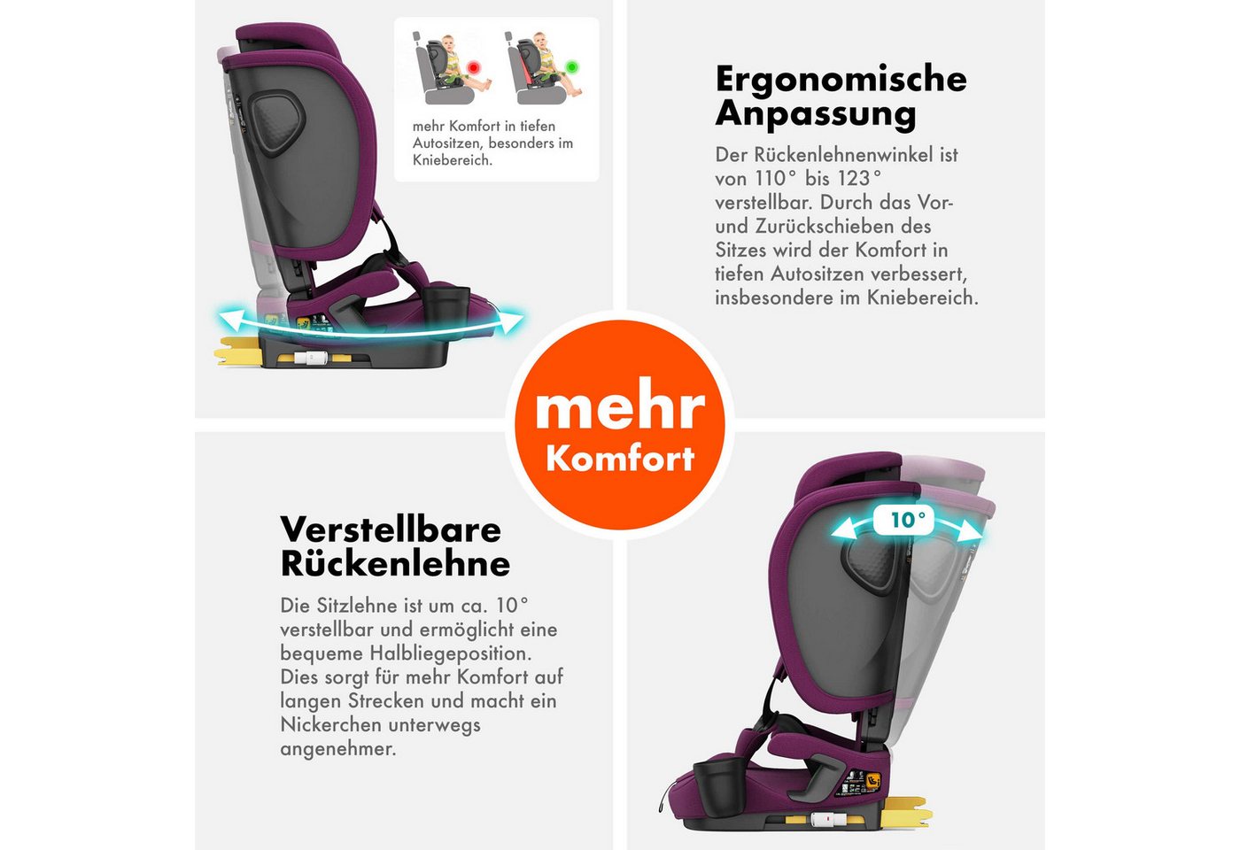 Daliya® Autokindersitz JOYMAX i-Size Auto-Kindersitz, ISOFIX, für Kinder 76-150 cm, 9-36 kg, ab: 1,5 Jahren, bis: 10 Jahre, ab: 76 cm, bis: 150 cm, (3-tlg), ISO – Bild 5 von 5
