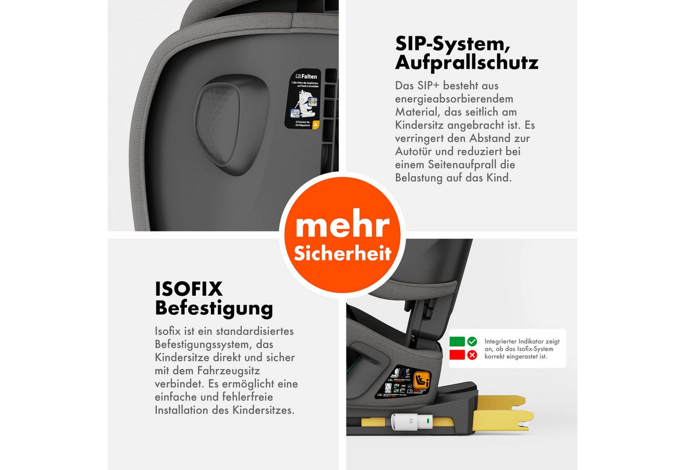 Daliya® Autokindersitz JOYMAX i-Size Auto-Kindersitz, ISOFIX, für Kinder 76-150 cm, 9-36 kg, ab: 1,5 Jahren, bis: 10 Jahre, ab: 76 cm, bis: 150 cm, (3-tlg), ISO – Bild 3 von 5