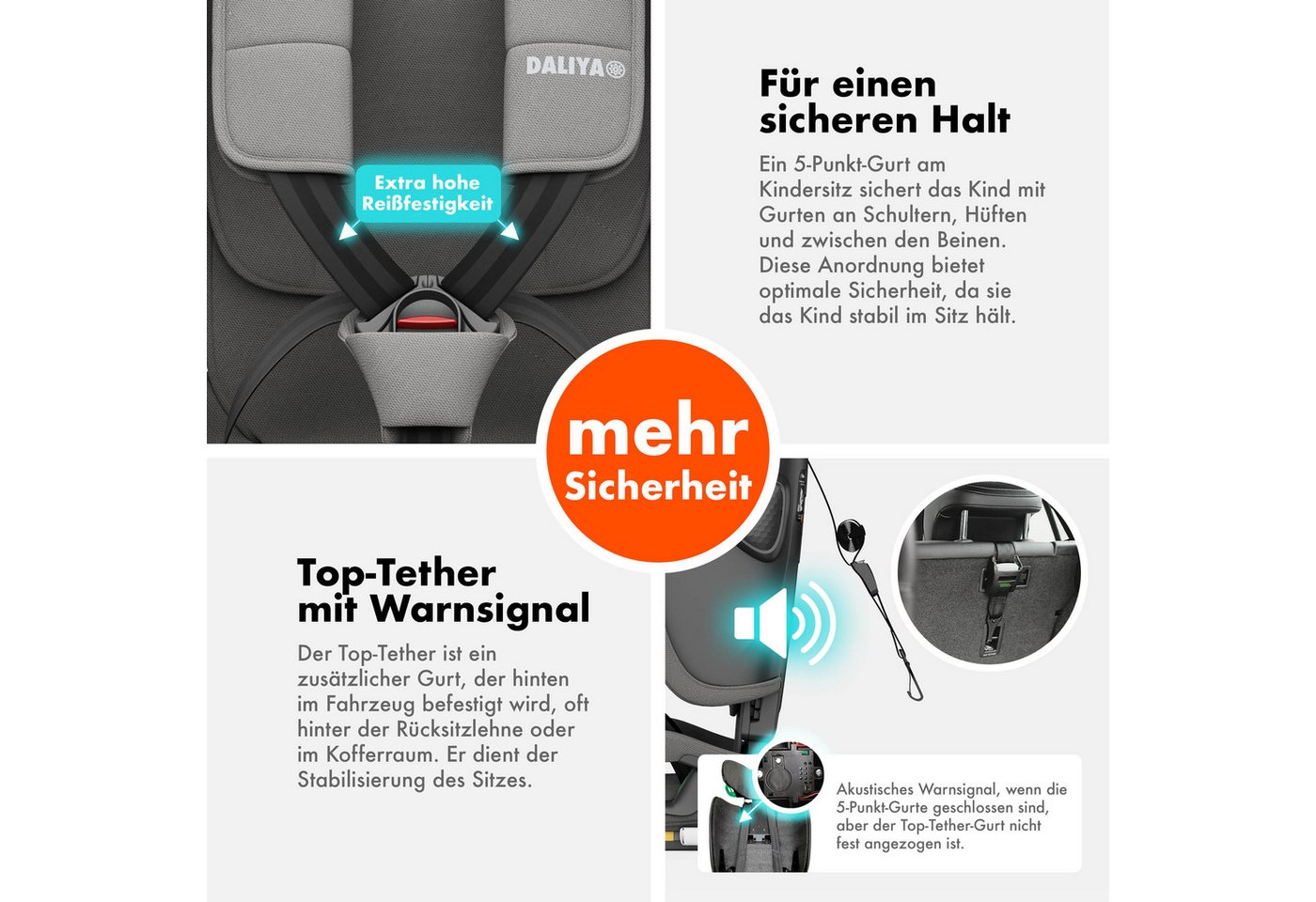 Daliya® Autokindersitz JOYMAX i-Size Auto-Kindersitz, ISOFIX, für Kinder 76-150 cm, 9-36 kg, ab: 1,5 Jahren, bis: 10 Jahre, ab: 76 cm, bis: 150 cm, (3-tlg), ISO – Bild 4 von 5