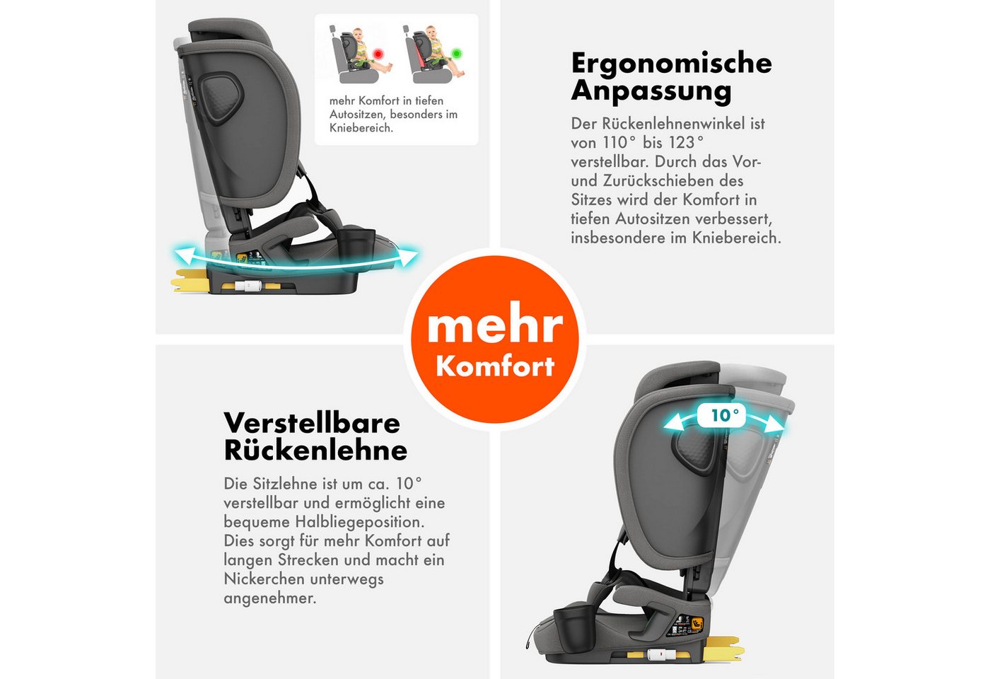 Daliya® Autokindersitz JOYMAX i-Size Auto-Kindersitz, ISOFIX, für Kinder 76-150 cm, 9-36 kg, ab: 1,5 Jahren, bis: 10 Jahre, ab: 76 cm, bis: 150 cm, (3-tlg), ISO – Bild 5 von 5