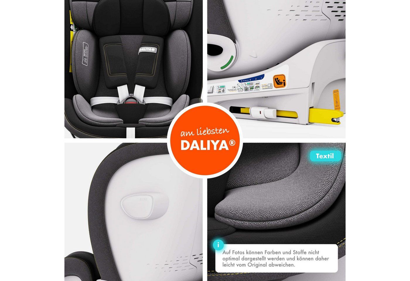 Daliya® Autokindersitz ROTAZIONE Kindersitz, Autositz, Kinderautositz, Babyschale, ab: ab Geburt, bis: bis 12 Jahre, ab: 40 cm, bis: 150 cm, 8-stufige Sitzneigu – Bild 3 von 5