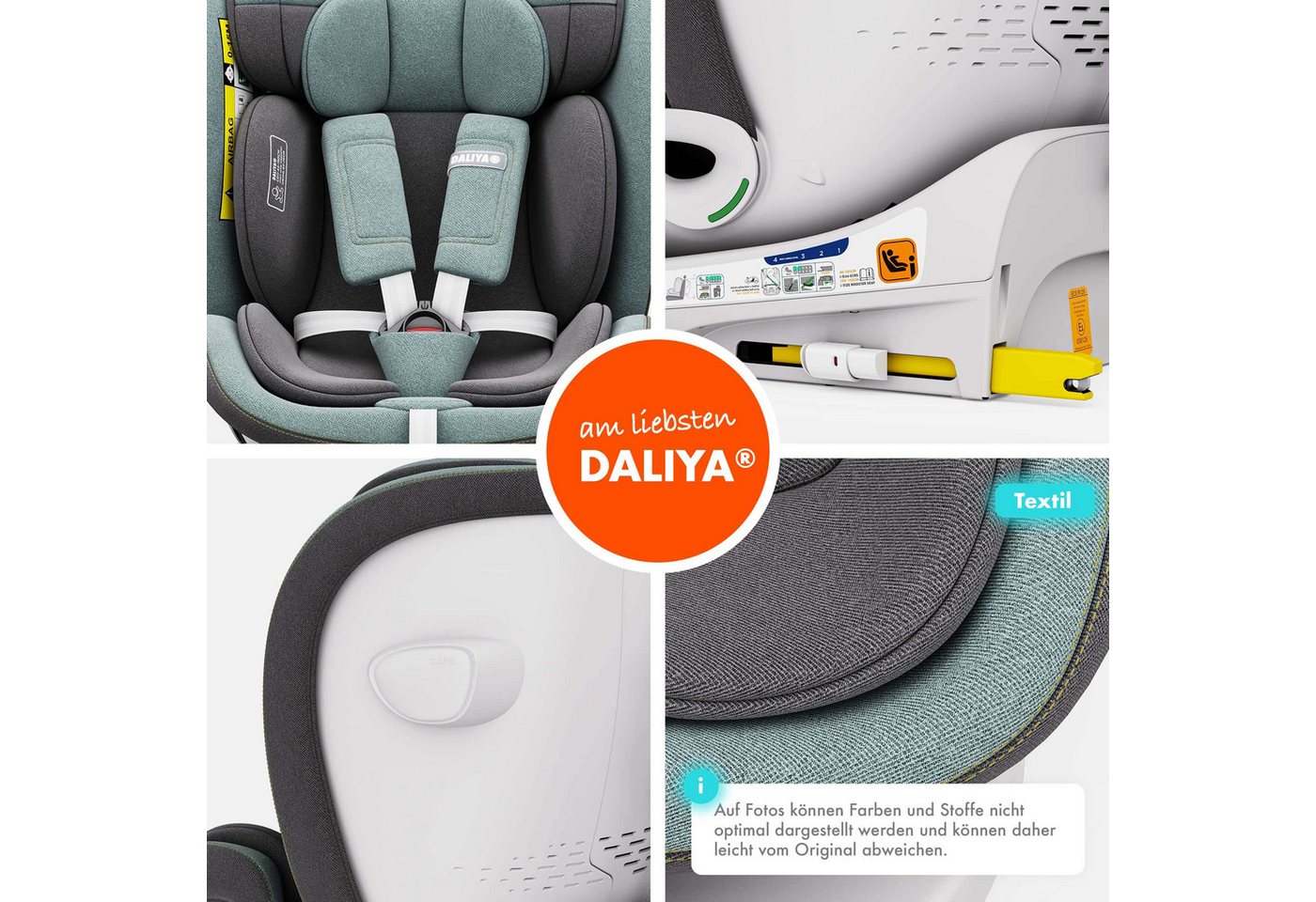 Daliya® Autokindersitz ROTAZIONE Kindersitz, Autositz, Kinderautositz, Babyschale, ab: ab Geburt, bis: bis 12 Jahre, ab: 40 cm, bis: 150 cm, 8-stufige Sitzneigu – Bild 3 von 5