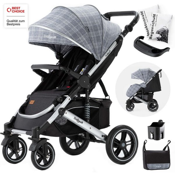 Daliya® Kinder-Buggy RAPIDY Buggy Kinderwagen, XXL Set, kompakt, Kinderbuggy, Sportwagen, (XXL 10-tlg. Komplettset, 10-tlg), Liegeposition, Fußsack, Spieltisch,