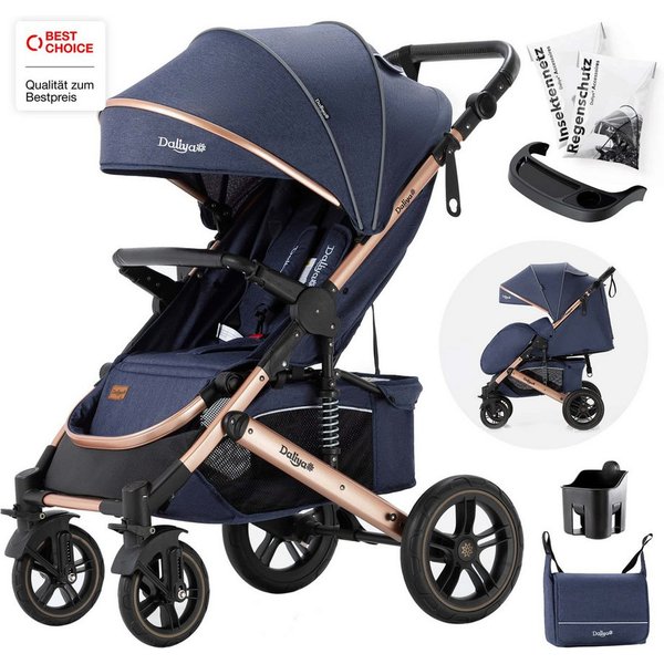 Daliya® Kinder-Buggy RAPIDY Buggy Kinderwagen, XXL Set, kompakt, Kinderbuggy, Sportwagen, (XXL 10-tlg. Komplettset, 10-tlg), Liegeposition, Fußsack, Spieltisch,