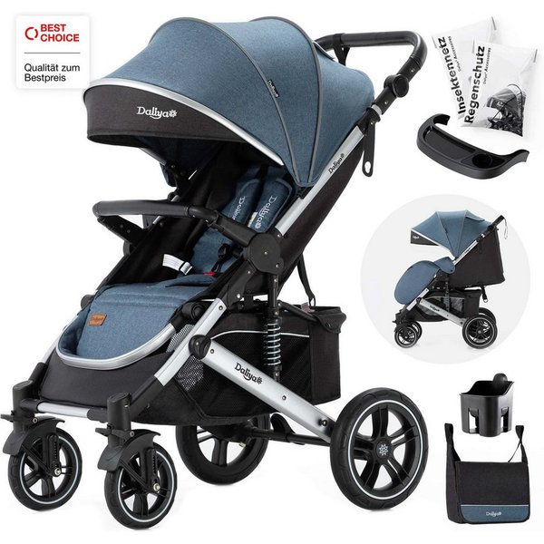 Daliya® Kinder-Buggy RAPIDY Buggy Kinderwagen, XXL Set, kompakt, Kinderbuggy, Sportwagen, (XXL 10-tlg. Komplettset, 10-tlg), Liegeposition, Fußsack, Spieltisch,