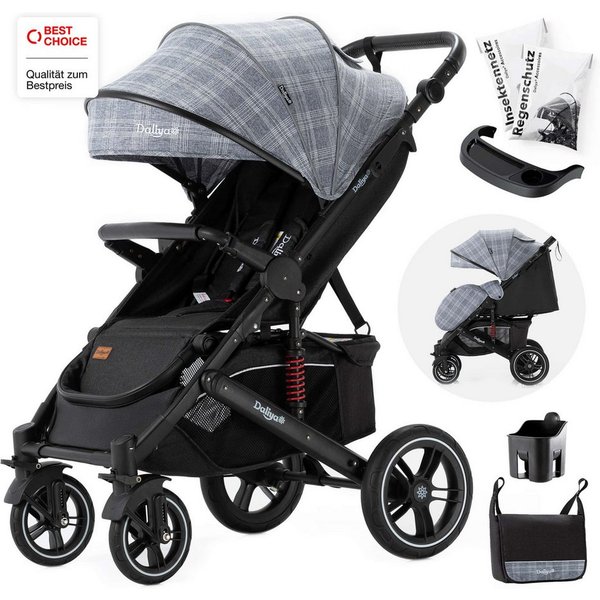 Daliya® Kinder-Buggy RAPIDY Buggy Kinderwagen, XXL Set, kompakt, Kinderbuggy, Sportwagen, (XXL 10-tlg. Komplettset, 10-tlg), Liegeposition, Fußsack, Spieltisch,