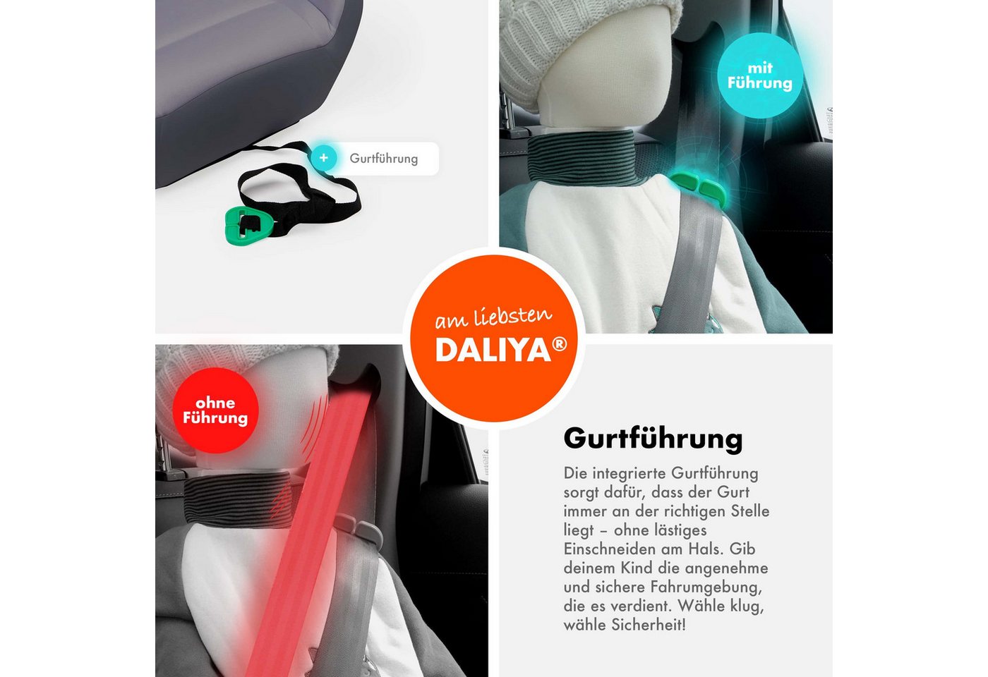 Daliya® Kindersitzerhöhung QUBIX I-Size Sitzerhöhung, Kindersitzerhöhung, Kindersitz, ab: ab 6 Jahre oder 125cm Körpergröße, bis: bis 12 Jahre oder 150cm Körper – Bild 3 von 5