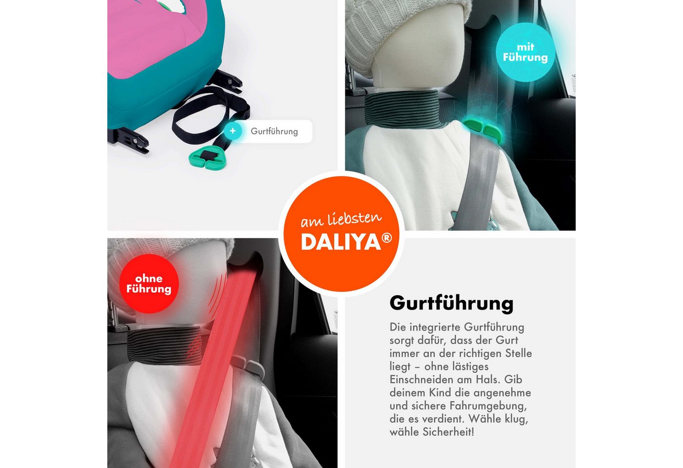 Daliya® Kindersitzerhöhung QUBIX PRO ISOFIX Kindersitz, ab: ab 6 Jahre oder 125cm Körpergröße, bis: bis 12 Jahre oder 150cm Körpergröße, ab: 125 cm, bis: 150 cm – Bild 4 von 5