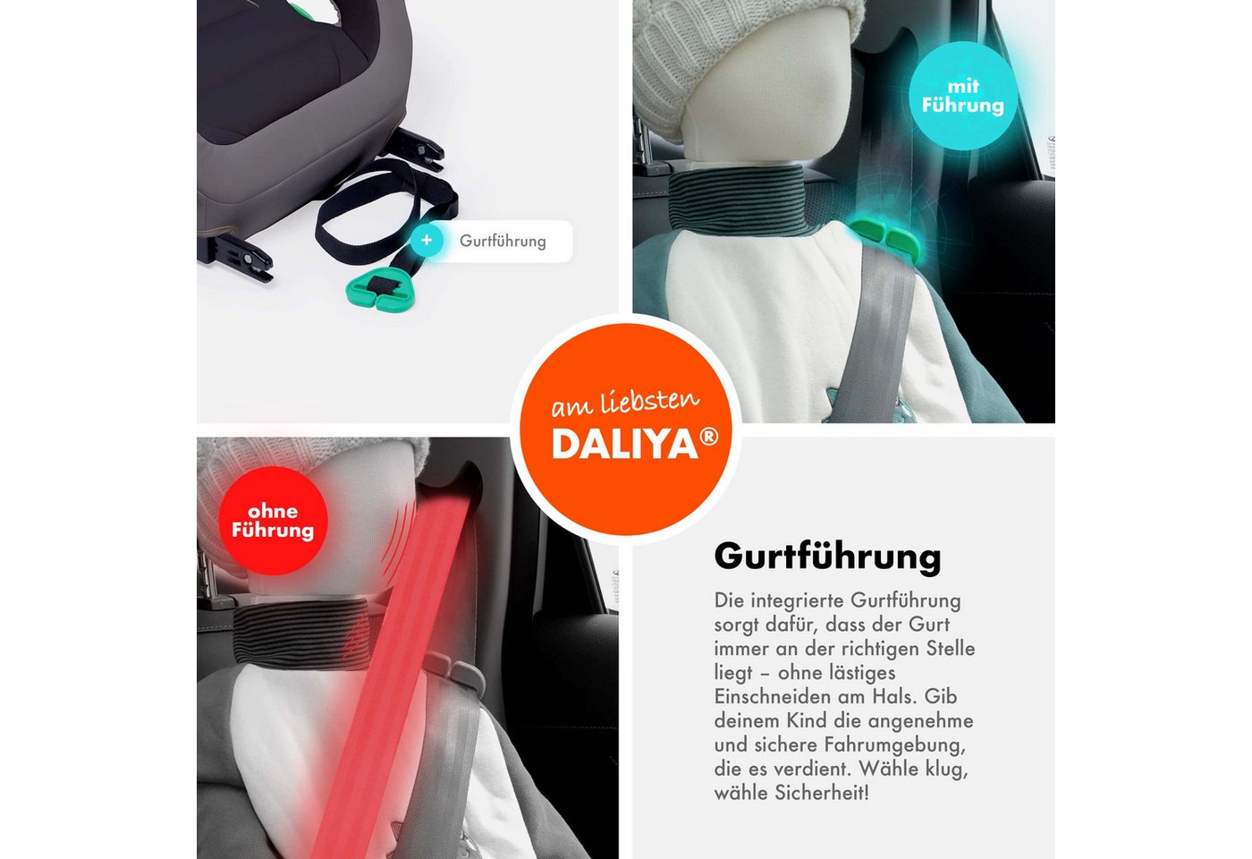 Daliya® Kindersitzerhöhung QUBIX PRO ISOFIX Kindersitz, ab: ab 6 Jahre oder 125cm Körpergröße, bis: bis 12 Jahre oder 150cm Körpergröße, ab: 125 cm, bis: 150 cm – Bild 4 von 5