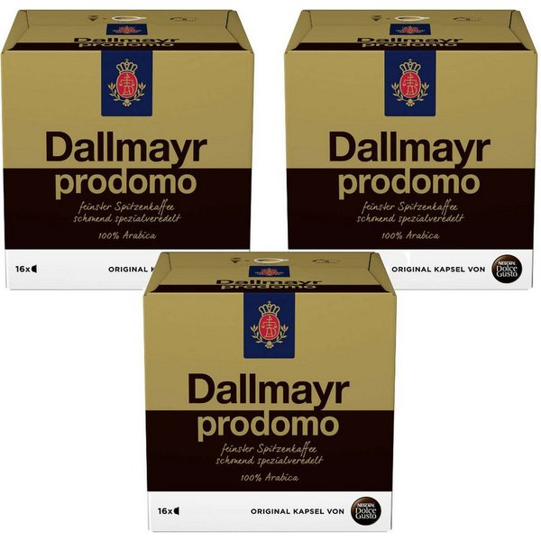 DALLMAYR Kaffee, Nescafe Dolce Gusto Dallmayr Prodomo Arabica 16 Kaffekapseln 3er Pack
