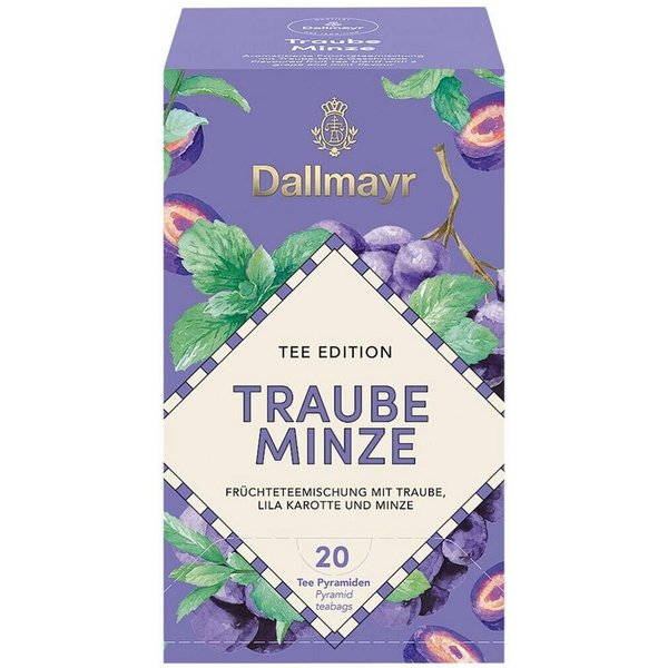 DALLMAYR Tee Traube Minze, 20 Aufgussbeutel, Früchteteemischung