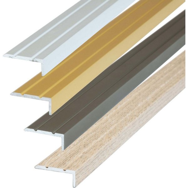 Dalsys Treppenkantenprofil Selbstklebendes Profil aus Aluminium (135 cm, 25 x 20 mm, Champagner, 1-St), Bodenprofil für Treppenwinkel