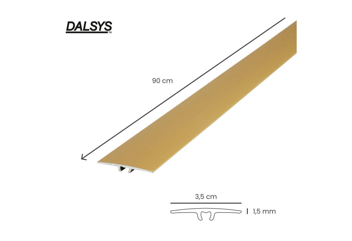 Dalsys Übergangsprofil flach zum Schrauben inkl. Befestigungsmaterial (90cm x 35mm in der Farbe Gold, 1-St), aus eloxiertem Aluminium – Bild 2 von 5
