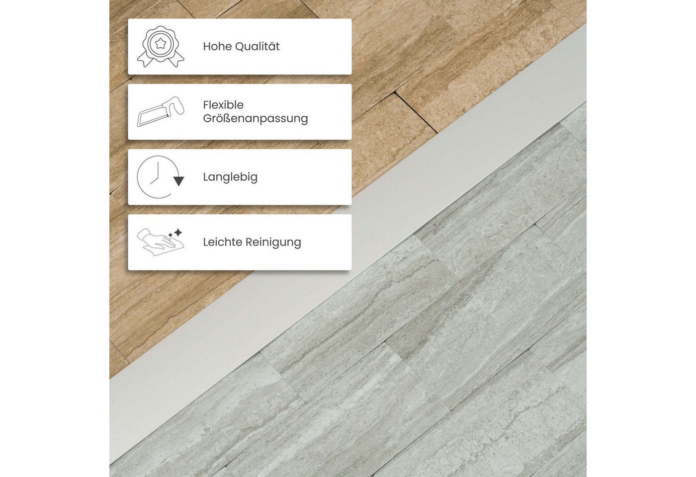 Dalsys Übergangsprofil flach zum Schrauben inkl. Befestigungsmaterial (90cm x 35mm in der Farbe Gold, 1-St), aus eloxiertem Aluminium – Bild 4 von 5