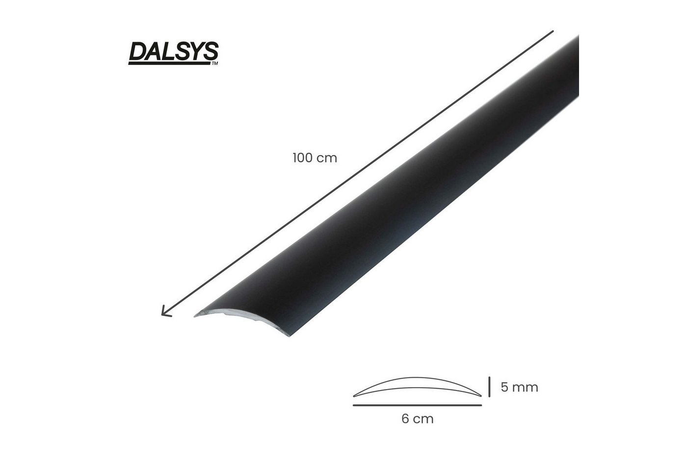Dalsys Übergangsprofil selbstklebendes Ausgleichprofil (100cm x 60mm in der Farbe Schwarz, 1-St), aus Aluminium, geeignet für u.a. Fliesen, Laminat und Parkett – Bild 2 von 5