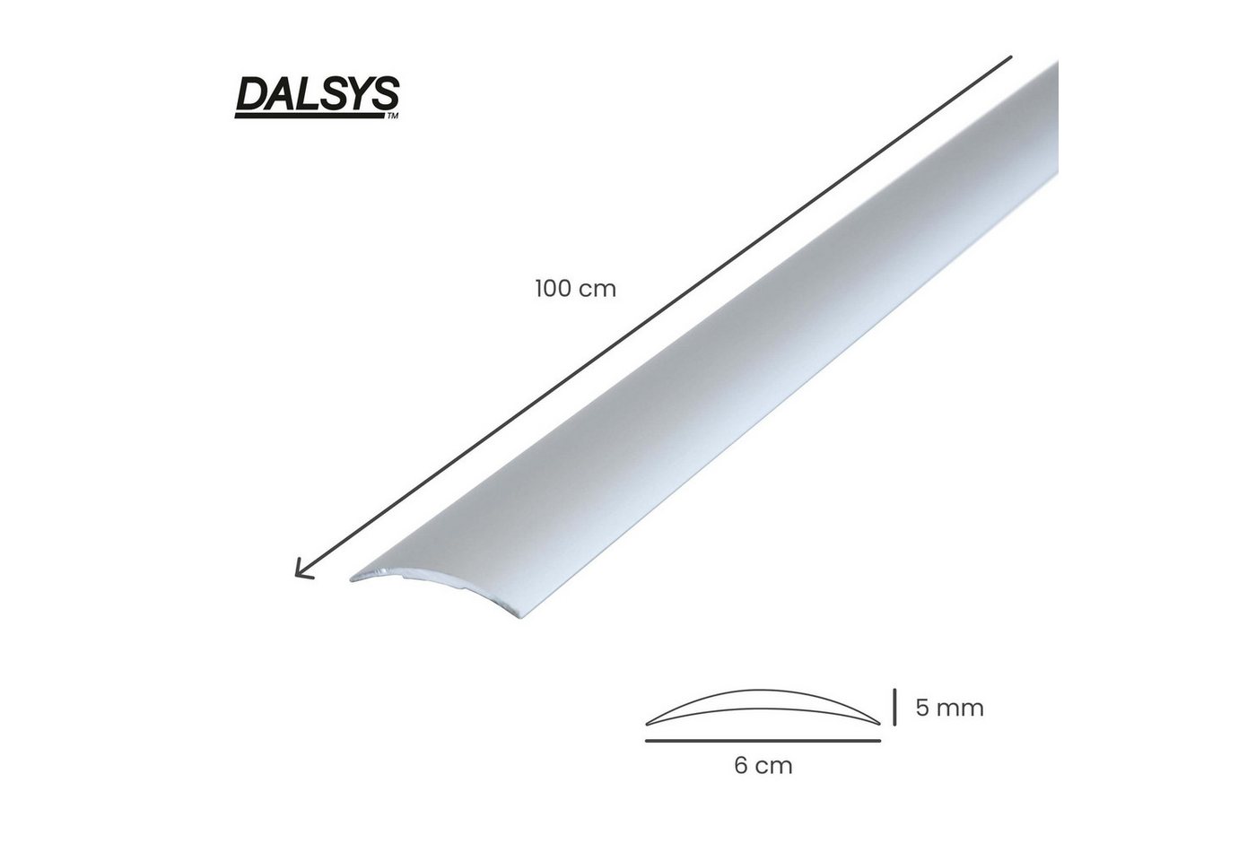 Dalsys Übergangsprofil selbstklebendes Ausgleichprofil (100cm x 60mm in der Farbe Silber, 1-St), aus Aluminium, geeignet für u.a. Fliesen, Laminat und Parkett – Bild 2 von 5