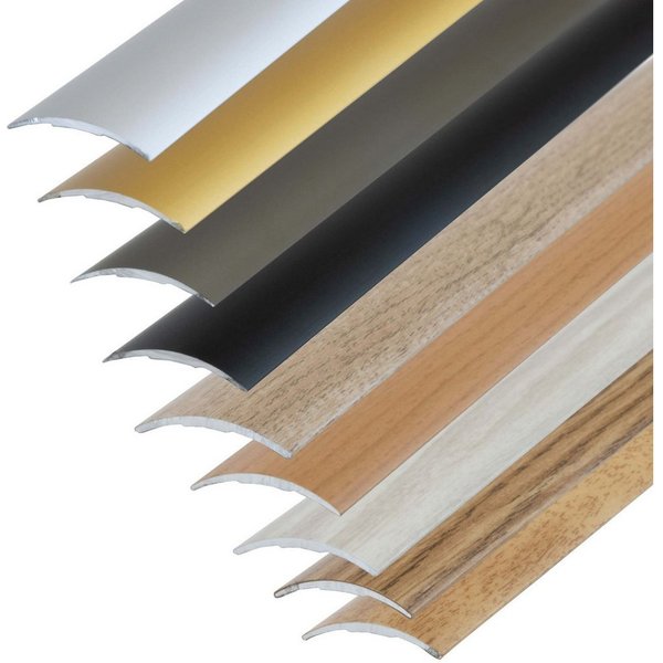 Dalsys Übergangsprofil selbstklebendes Ausgleichprofil (100cm x 60mm in der Farbe Gold, 1-St), aus Aluminium, geeignet für u.a. Fliesen, Laminat und Parkett