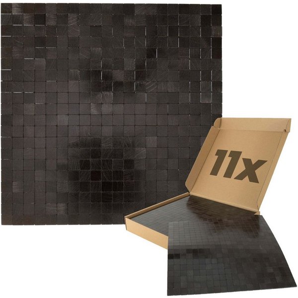 Dalsys Wandpaneel 1m² 11 Stück selbstklebend, BxL: 30.6x30.6 cm, (Aluoptik Dunkelbraun Mosaikfliesen, 11-tlg., Wandfliese) feuchtigskeitsbeständig, einfach mont