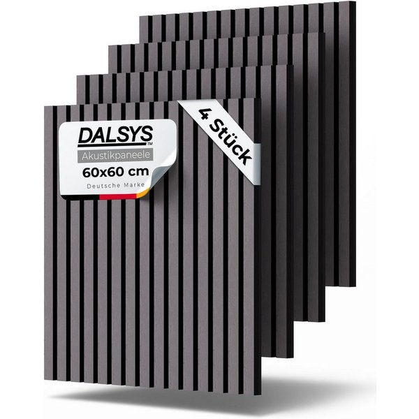 Dalsys Wandpaneel Akustikpaneele, BxL: 60x60 cm, (für Schallschutz in Büro- & Wohnräumen - Akustik Paneele - Holzpaneele, 4-tlg) 3D Wandverkleidung innen mit La