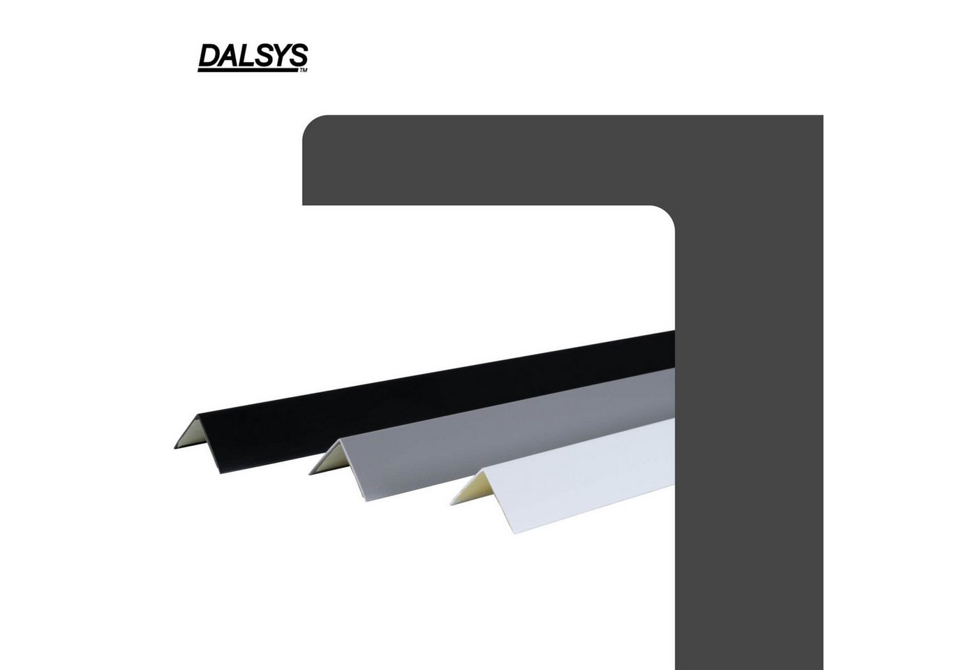 Dalsys Winkelprofil (Winkelprofil selbstklebend PVC 30x30mm, 100cm Grau Eckschutzprofil, 1-St., Eckleiste, hoher Kantenschutz Wand), für Wohn- und Arbeitsbereic – Bild 3 von 5