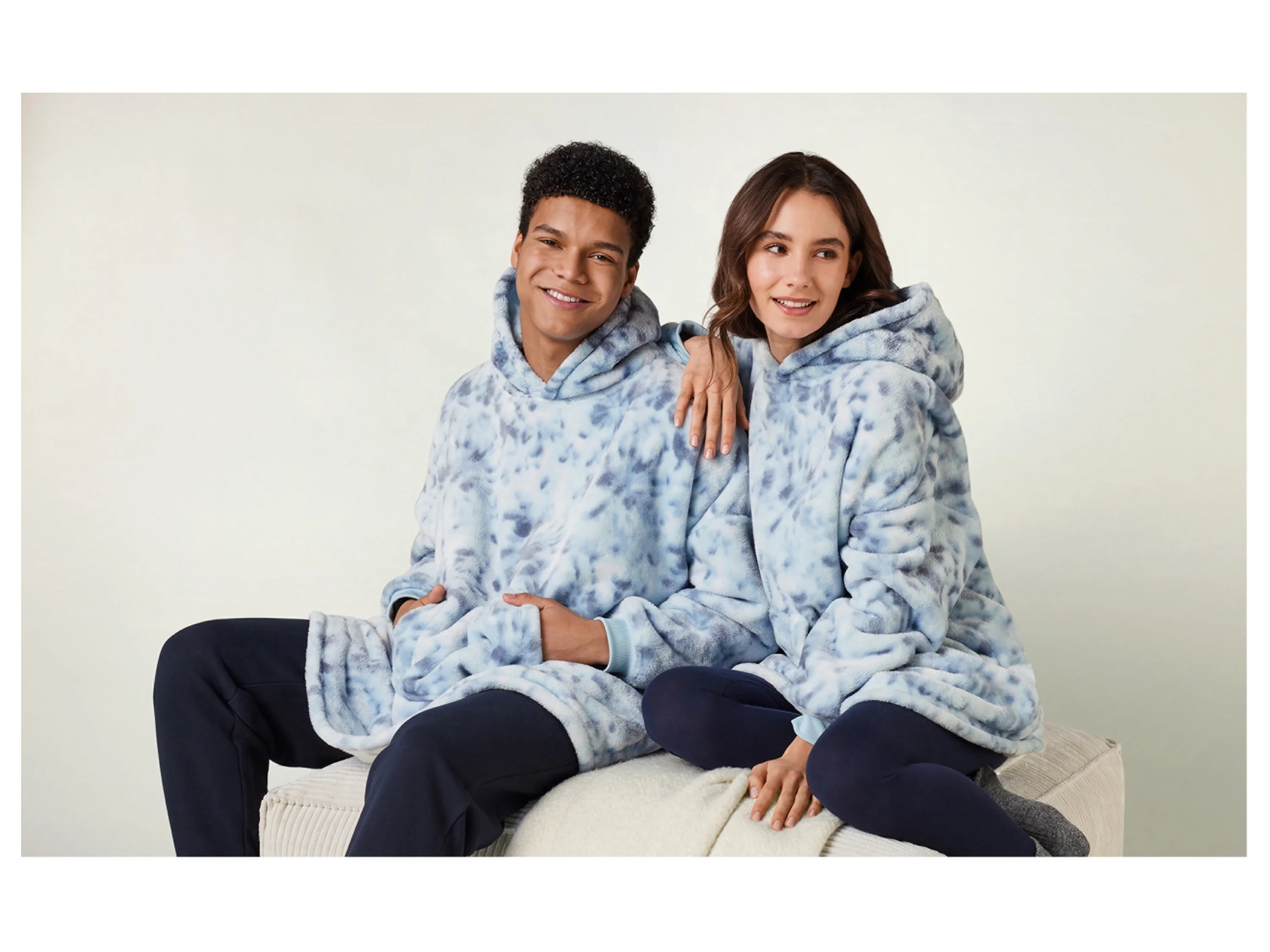 Damen Herren Pullover Oversize (Blau, S/M) – Bild 2 von 3
