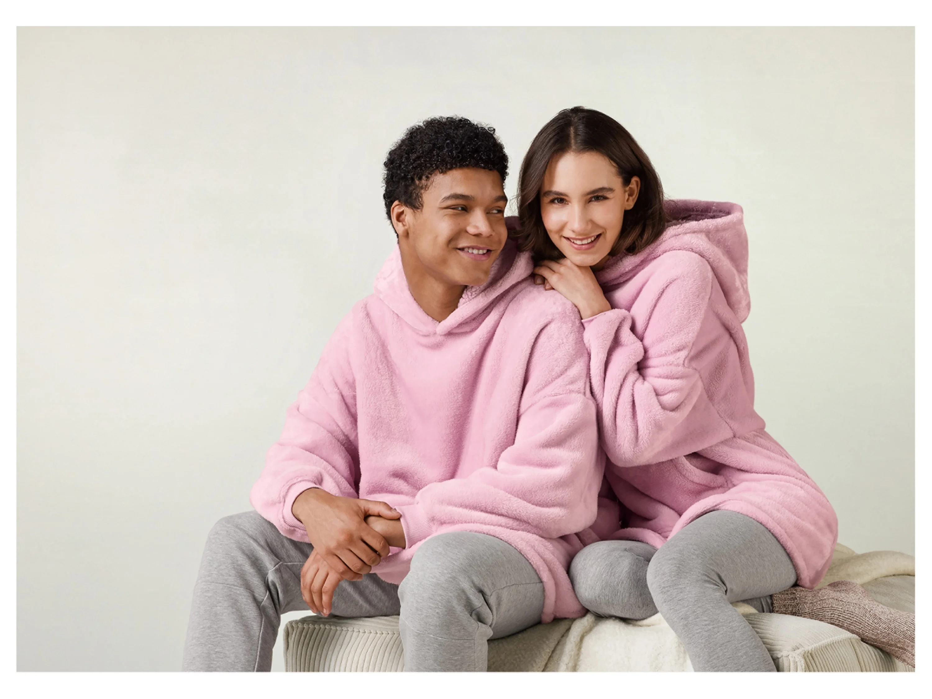 Damen Herren Pullover Oversize (Pink, S/M) – Bild 2 von 4