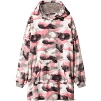 Damen Herren Pullover Oversize Plüsch (weiß/pink/grau, L/XL)