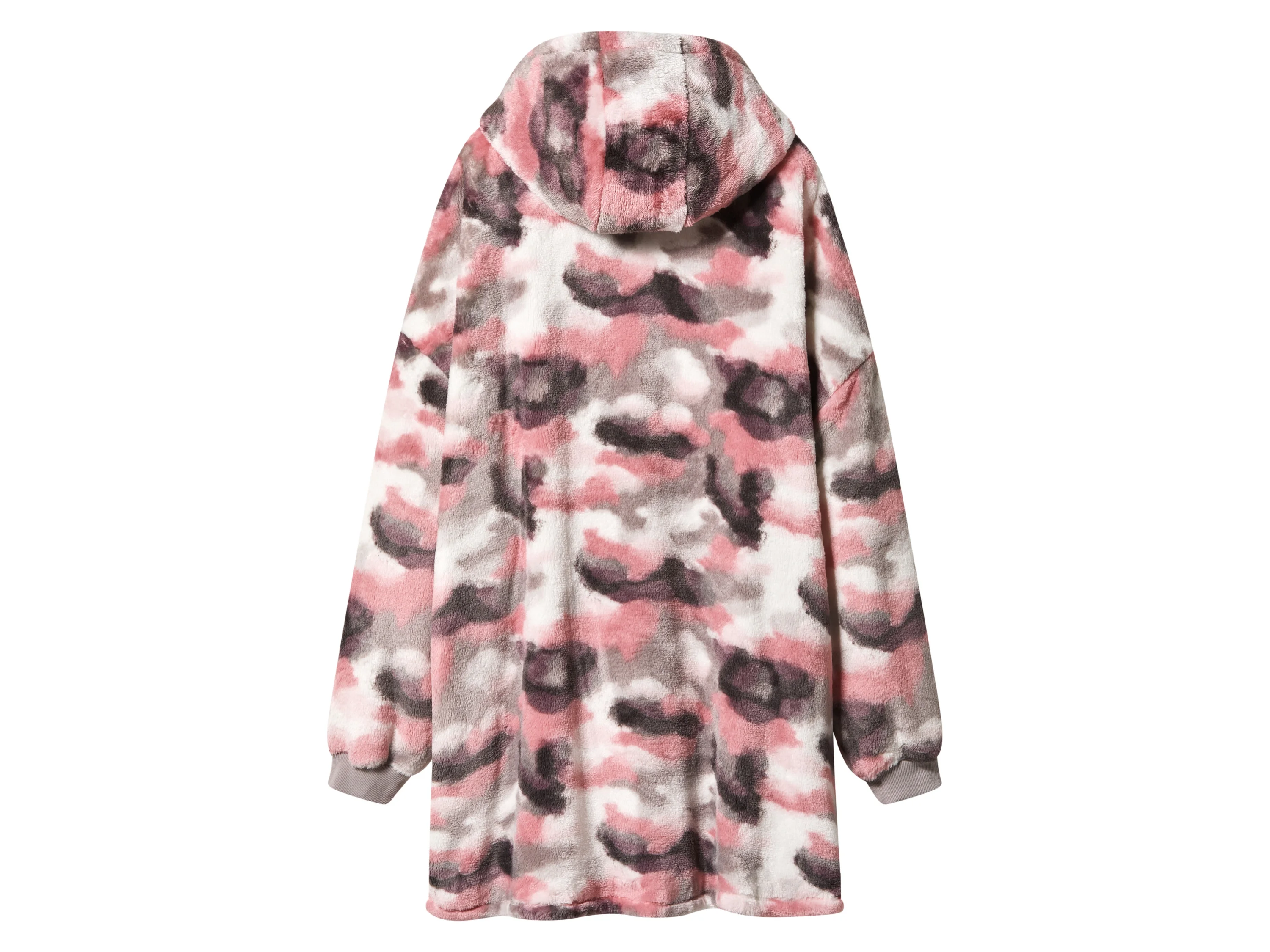 Damen Herren Pullover Oversize Plüsch (weiß/pink/grau, S/M) – Bild 3 von 3