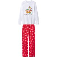 Damen Pyjama (weiß/rot, S(36/38))