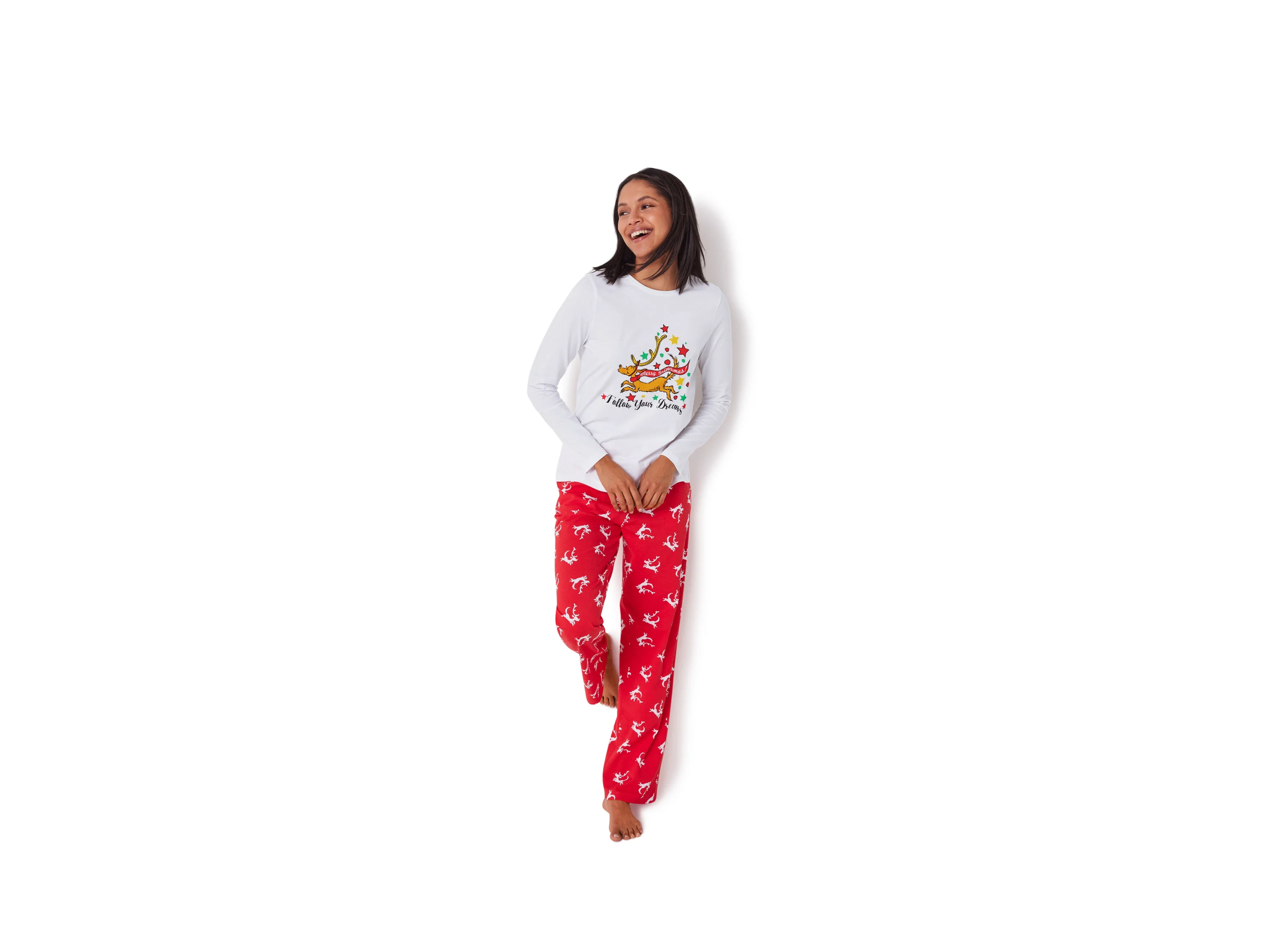 Damen Pyjama (weiß/rot, S(36/38)) – Bild 2 von 4