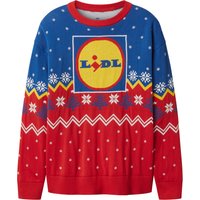 Damen Strickpullover (Lidl/blau/rot, XS(32/34))