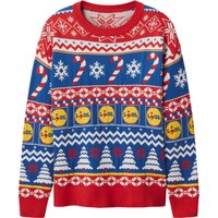 Damen Strickpullover (rot/weiß/blau, L(44/46))