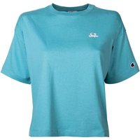 CHAMPION Champion Damen T-Shirt - CML Champion Logo, Baumwolle, Crop Top, Rundhals, Kurzarm, einfarbig, Größe S in Türkis