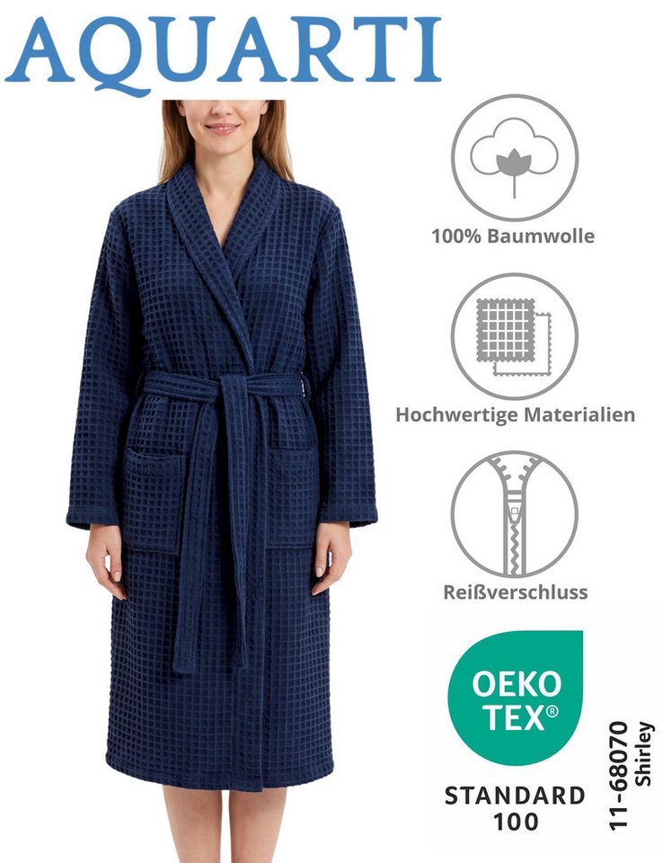 Aquarti Damenbademantel Aquarti Bademantel Waffelpique – Bild 2 von 5