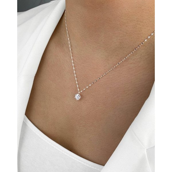 DANIEL CLIFFORD Kette mit Anhänger 'Belle' Damen Halskette Silber 925 Solitär Anhänger (inkl. Verpackung), 45cm Collier aus 925 Sterlingsilber mit Solitär Zirko