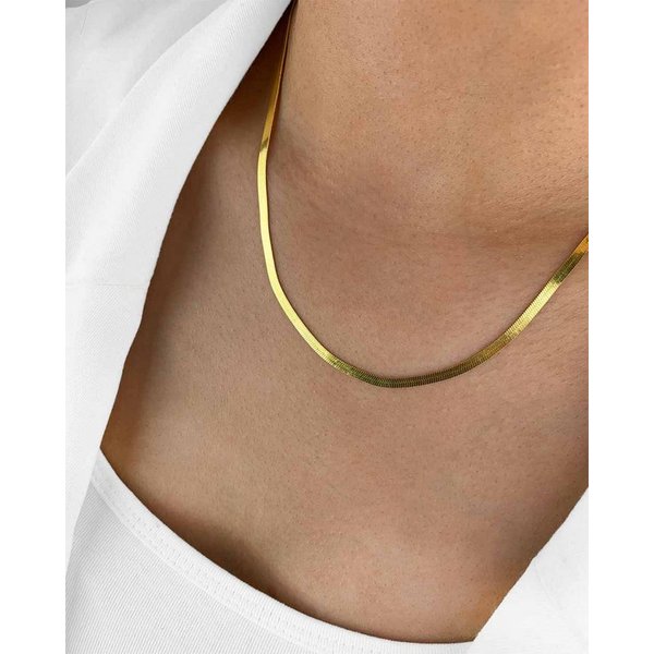 DANIEL CLIFFORD Schlangenkette 'Janine' Damen Halskette Silber 925 18 Karat vergoldet Snake (inkl. Verpackung), größenverstellbare Schlangenkette perfekt für de