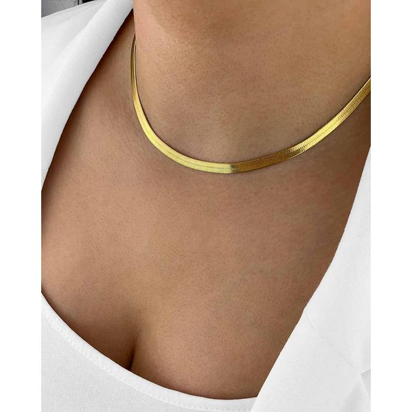 DANIEL CLIFFORD Schlangenkette 'Jasmine' Damen Halskette Silber 925 vergoldet Choker (inkl. Verpackung), größenverstellbare Silberkette, 4,5mm Breite