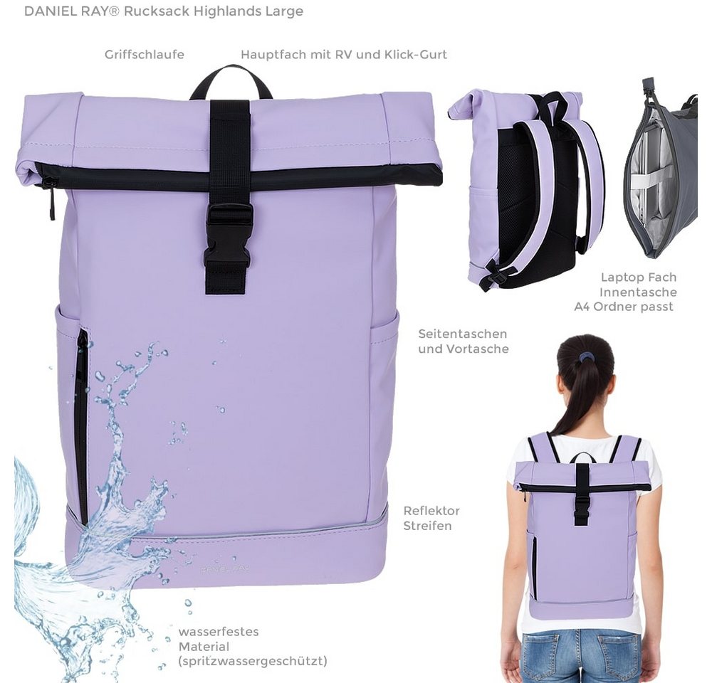 Daniel Ray Freizeitrucksack Kurierrucksack wasserabweisend Outdoor Damen Herren, Highlands Laptoprucksack Tasche wasserabweisend + Etui – Bild 5 von 5
