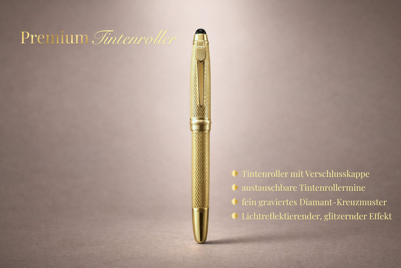 Dany Marcus Tintenroller Premium Stifte-Set Gold Kugelschreiber & Tintenroller, (Set, Tintenroller, Kugelschreiber, Geschenkbox), inklusive Geschenkbox, Fein gr – Bild 4 von 5