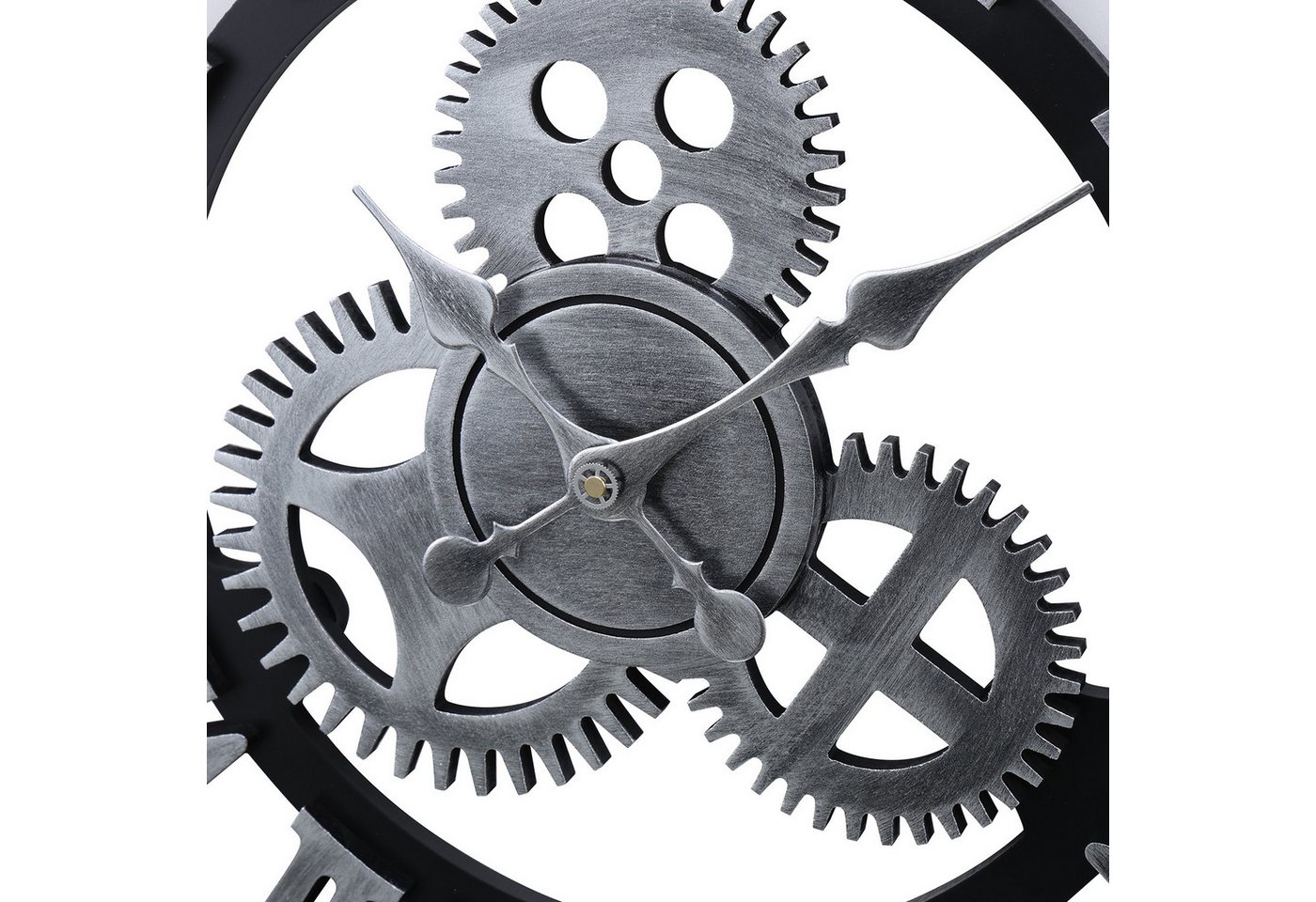 DARDVORLAG Wanduhr Dekouhr, Küchenuhr mit Metall römischen Ziffern + Holzzifferblatt (mit großem Rahmen, schwarz) – Bild 3 von 5