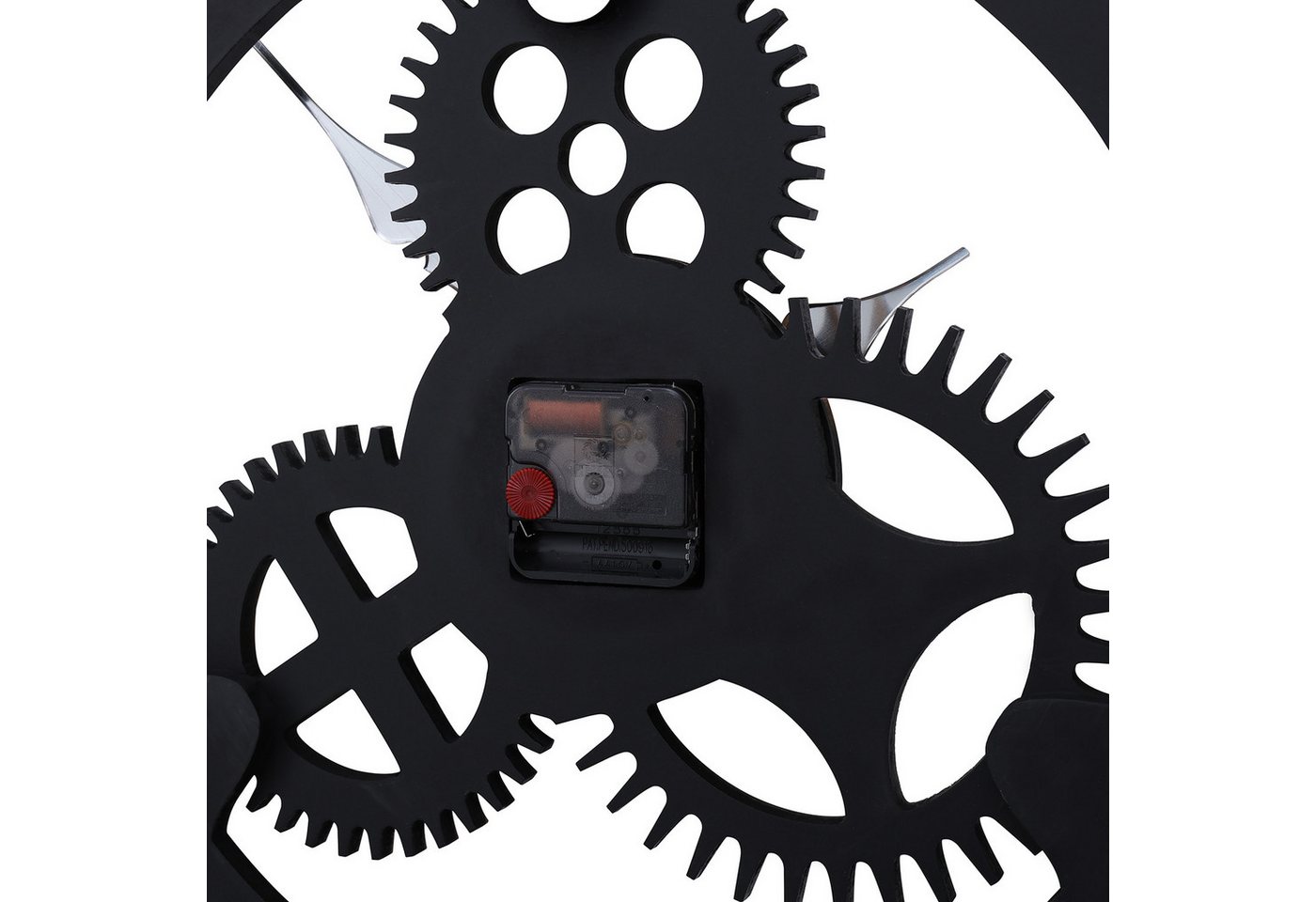 DARDVORLAG Wanduhr Dekouhr, Küchenuhr mit Metall römischen Ziffern + Holzzifferblatt (mit großem Rahmen, schwarz) – Bild 5 von 5