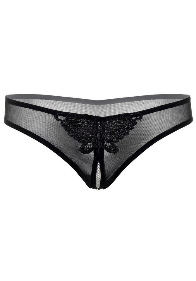 Daring Intimates Stringtanga Ouvert String-Tanga mit Perlen offener Schritt - schwarz – Bild 3 von 3