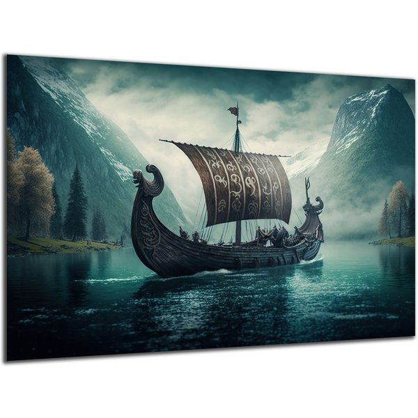 DARO Design Leinwandbild Modern Abstrakt Wandbilder XXL Wandbild Wand Deko Leinwand Bilder, (Kriegsschiff - Bild groß Wohnzimmer Schlafzimmer Küche Esszimmer Ei