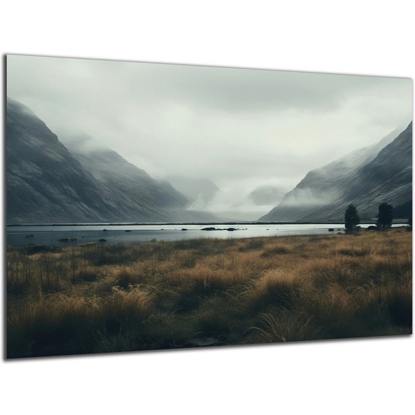 DARO Design Leinwandbild Modern Abstrakt Wandbilder XXL Wandbild Wand Deko Leinwand Bilder, (See mit Bergen - Bild groß Wohnzimmer Schlafzimmer Küche Esszimmer 